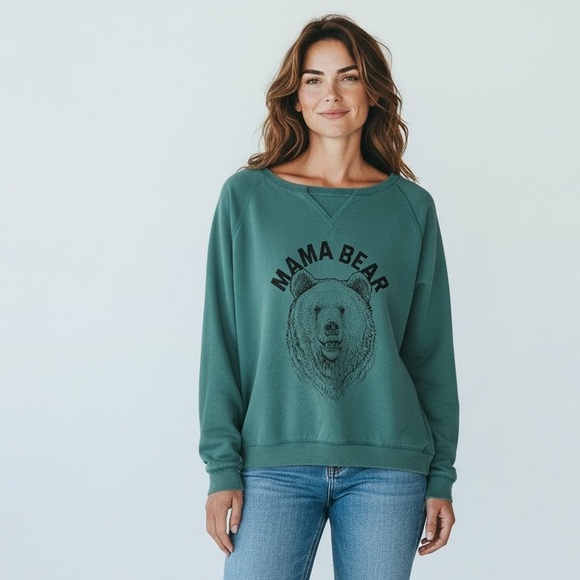 State of Mind Tops - **STATE OF MIND** MAMA BEAR TEAL SWEATSHIRT V NECK WOMEN'S MEDIUM